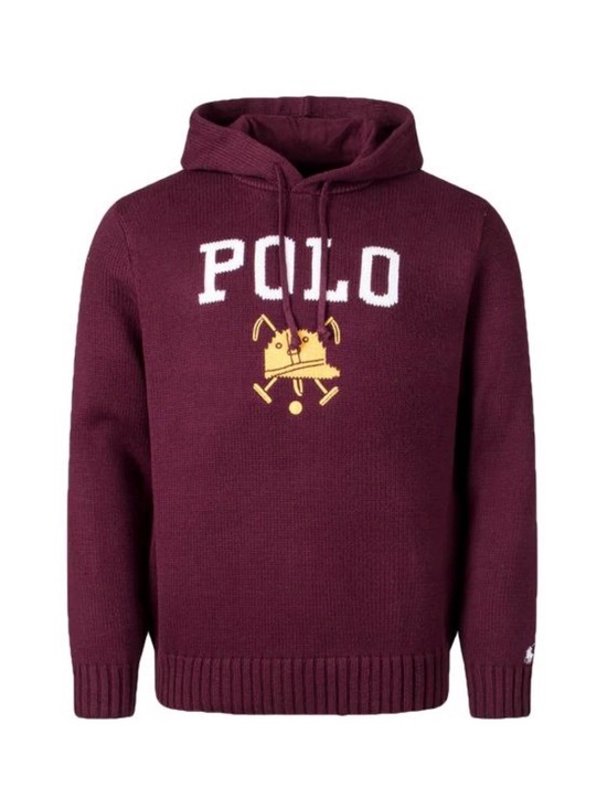 Polo Ralph Lauren Other - Polo by Ralph Lauren Burgundy Hoodie Sweater with Yellow Logo